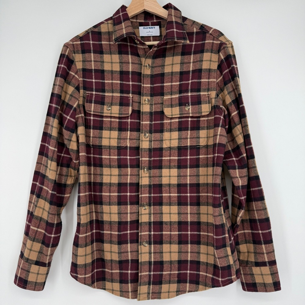 Old Navy Men's Plaid Double Brushed Flannel Button Up Shirt Size S